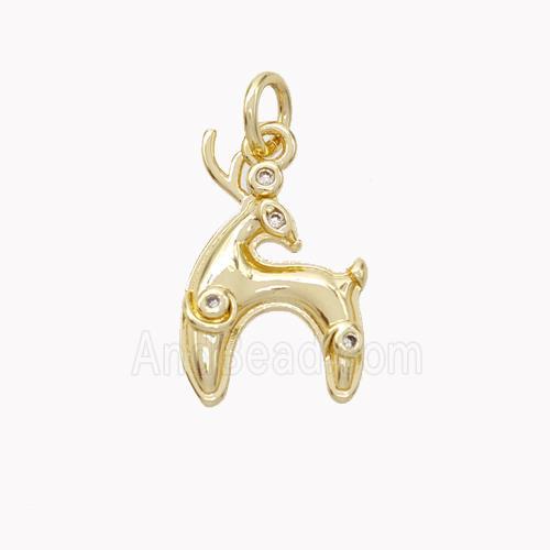 Copper Deer Pendant Pave Zirconia Gold Plated