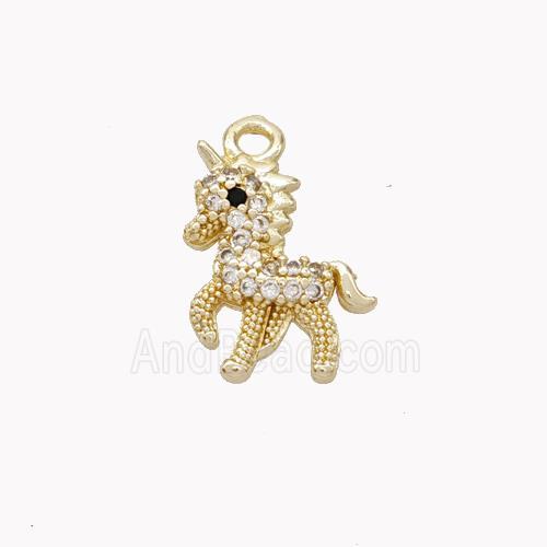 Copper Unicorn Charms Pendant Pave Zirconia Gold Plated