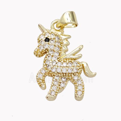 Copper Unicorn Charms Pendant Pave Zirconia Gold Plated