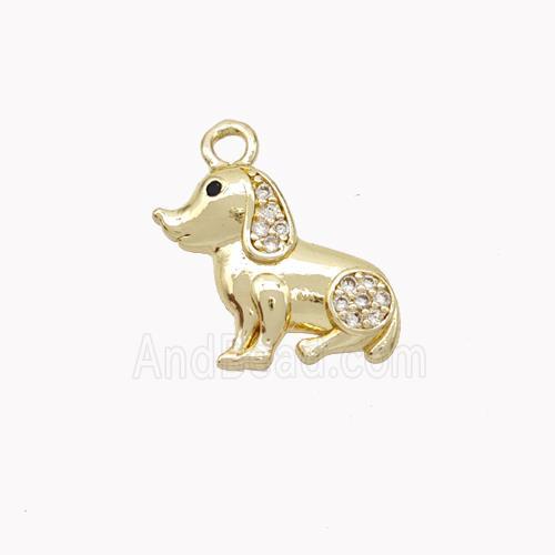 Copper Dog Pendant Pave Zirconia Gold Plated