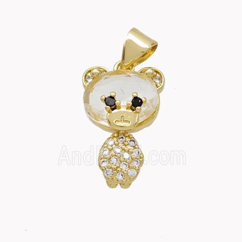 Copper Bear Pendant Pave Zirconia Gold Plated