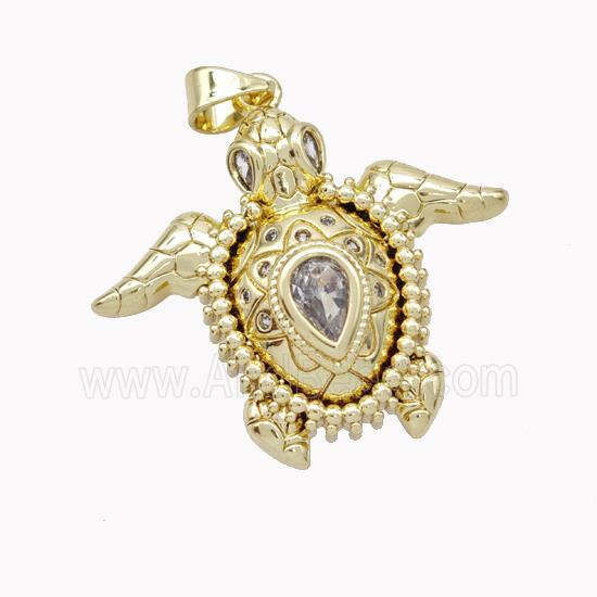 Copper Tortoise Pendant Pave Zirconia Gold Plated