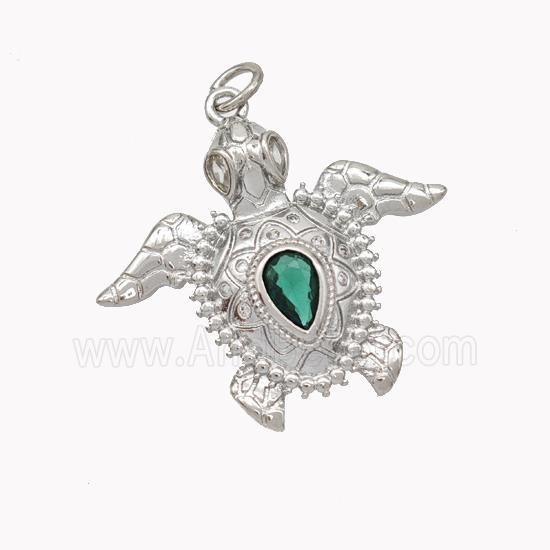 Copper Tortoise Pendant Pave Zirconia Platinum Plated