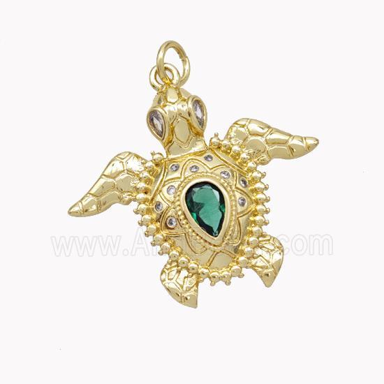 Copper Tortoise Pendant Pave Zirconia Gold Plated