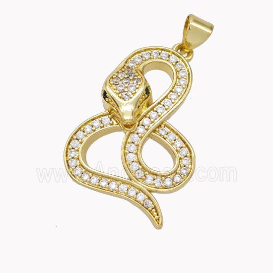 Copper Snake Pendant Pave Zirconia Gold Plated