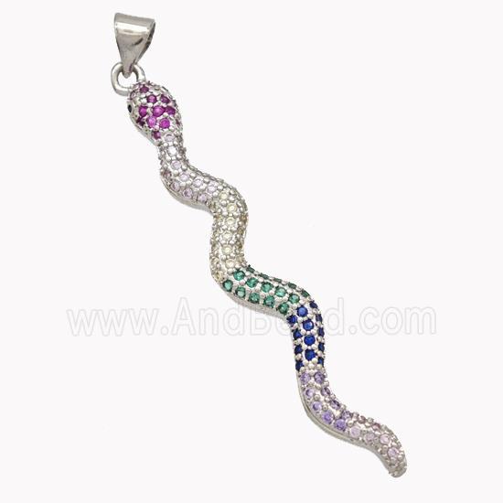 Copper Snake Pendant Pave Zirconia Platinum Plated