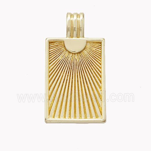 Copper Sun Ray Pendant Medallion Rectangle Gold Plated