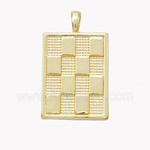 Copper Checker Pendant Rectangle Gold Plated