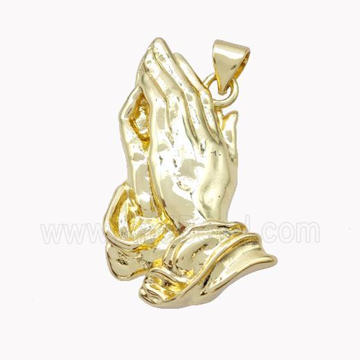Copper Prayer Hands Pendant Gold Plated