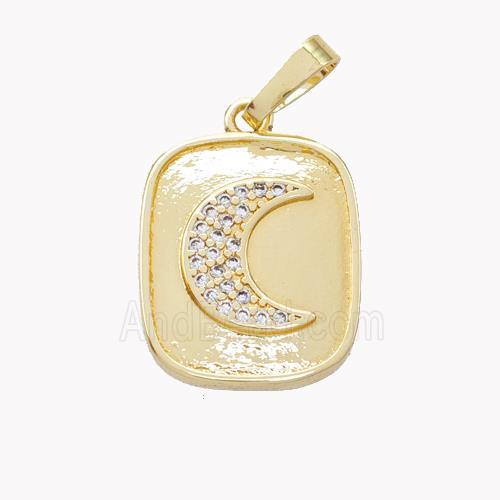 Copper Moon Pendant Pave Zirconia Gold Plated