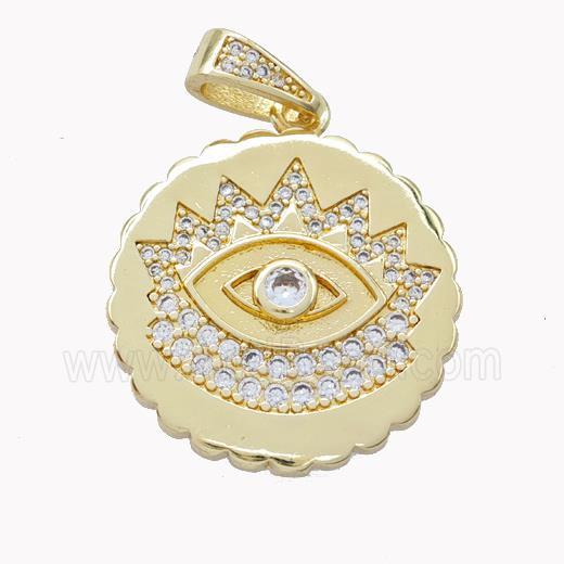 Copper Eye Pendant Pave Zirconia Gold Plated