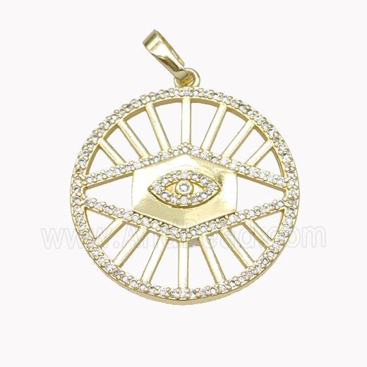 Copper Eye Pendant Pave Zirconia Gold Plated