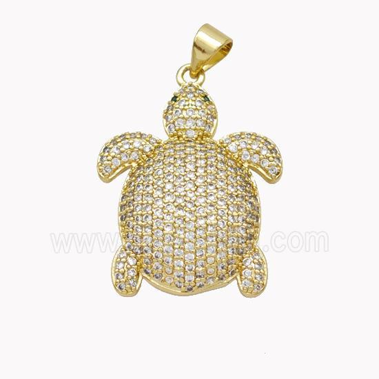 Copper Tortoise Pendant Pave Zirconia Gold Plated