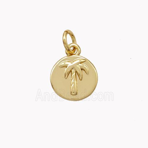 Copper Coconut-Tree Pendant Gold Plated