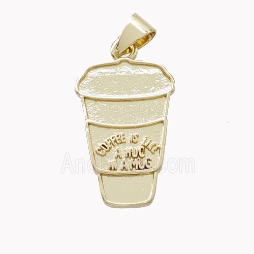 Coffee Cup Charms Copper Pendant Gold Plated