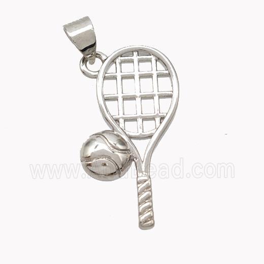 Copper Tennis Racket Pendant Sports Platinum Plated