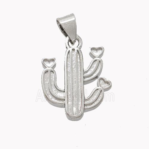 Copper Cactus Pendant Platinum Plated