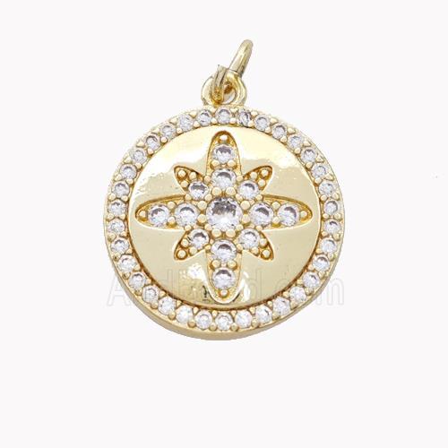 Copper Northstar Pendant Pave Zirconia Gold Plated