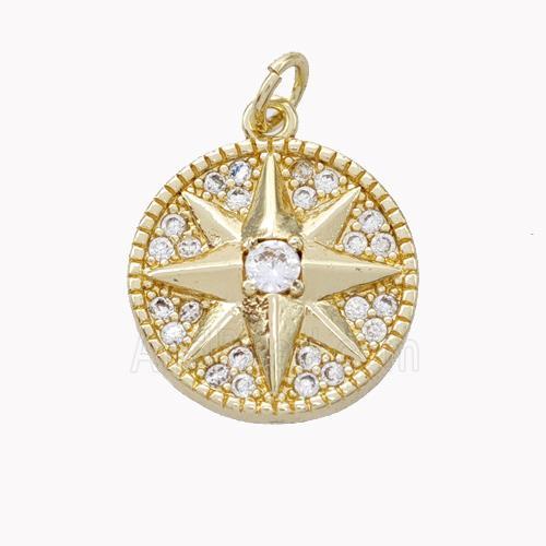 Copper Northstar Pendant Pave Zirconia Gold Plated