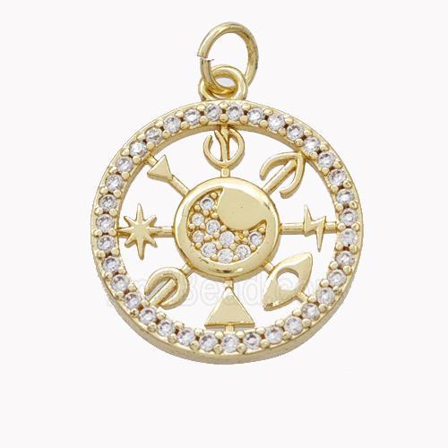 Copper Symbols Pendant Pave Zirconia Gold Plated