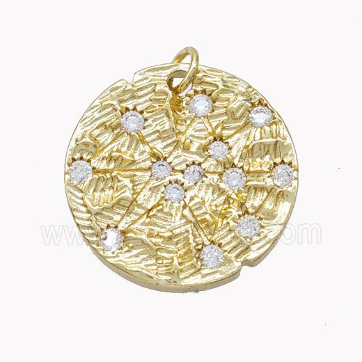 Copper Starmaps Charms Pendant Pave Zirconia Gold Plated