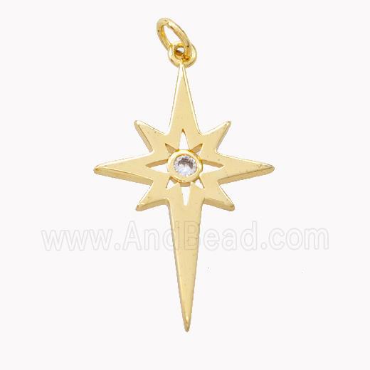 Copper Northstar Pendant Pave Zirconia Gold Plated