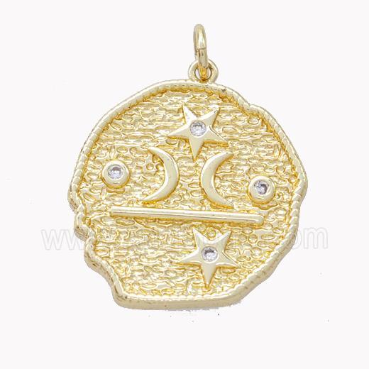 Copper Moon Star Pendant Pave Zirconia Gold Plated