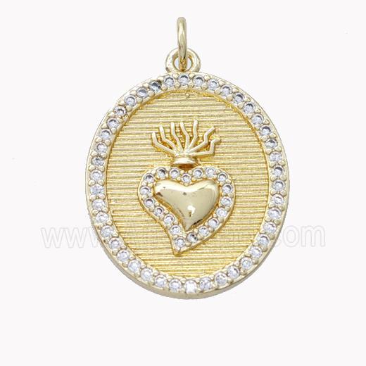 Copper Heart Pendant Pave Zirconia Gold Plated