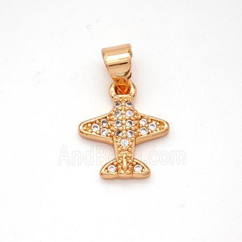 Copper Airplane Pendant Micropave Zirconia Rose Gold
