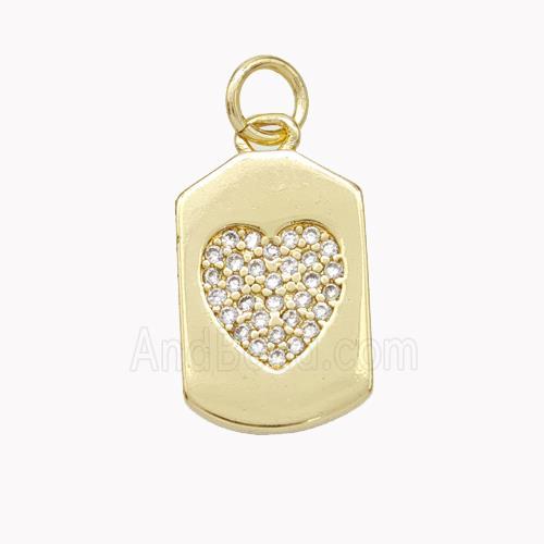 Copper Heart Pendant Micropave Zirconia Gold Plated