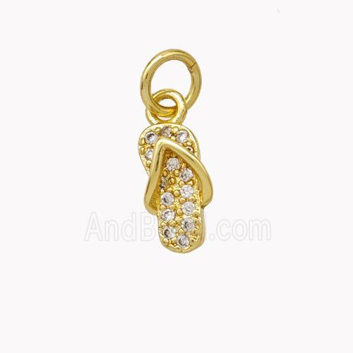 Copper Shoes Pendant Micropave Zirconia Gold Plated