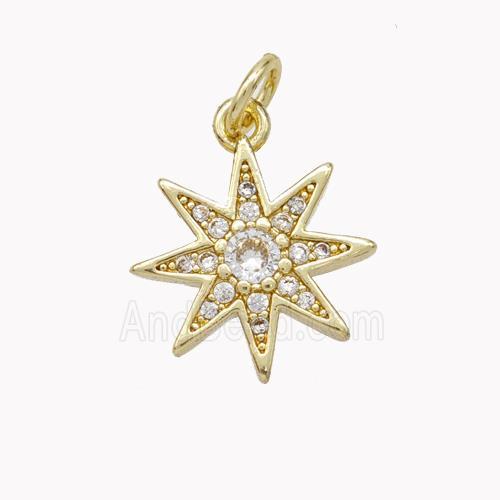 Copper Northstar Pendant Micropave Zirconia Gold Plated
