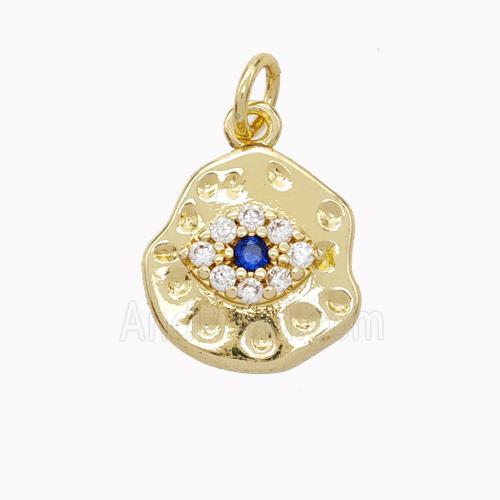 Copper Eye Pendant Micropave Zirconia Gold Plated