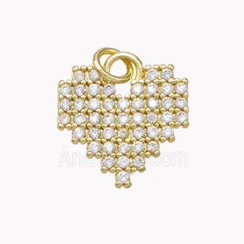 Copper Heart Pendant Micropave Zirconia Gold Plated