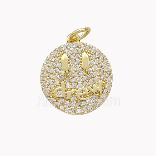 Copper Emoji Pendant Micropave Zirconia Drew Gold Plated