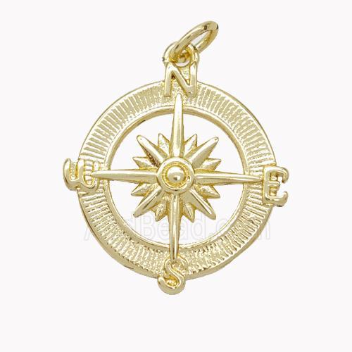 Copper Compass Pendant Gold Plated