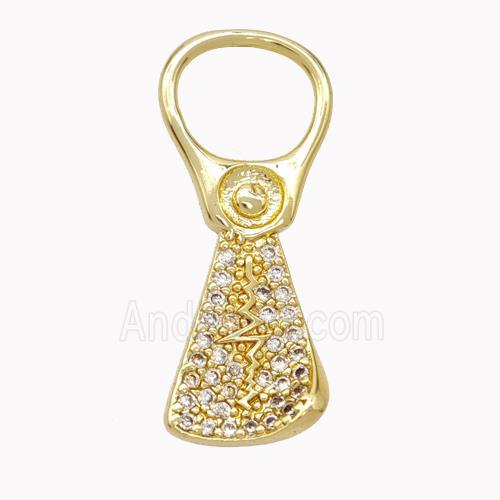 Copper Keychain Pendant Pave Zirconia Gold Plated