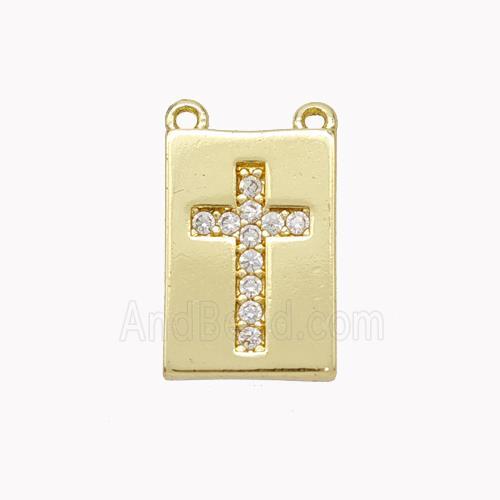 Copper Cross Pendant Pave Zirconia 2loops Gold Plated