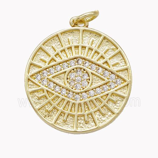 Copper Eye Pendant Pave Zirconia Gold Plated