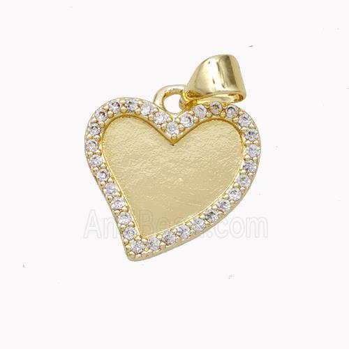 Copper Heart Pendant Pave Zirconia Gold Plated