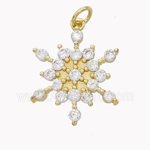 Copper Snowflake Pendant Micropave Zirconia Gold Plated