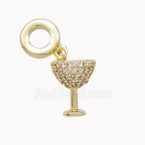 Copper Wine Cup Pendant Pave Zirconia Gold Plated