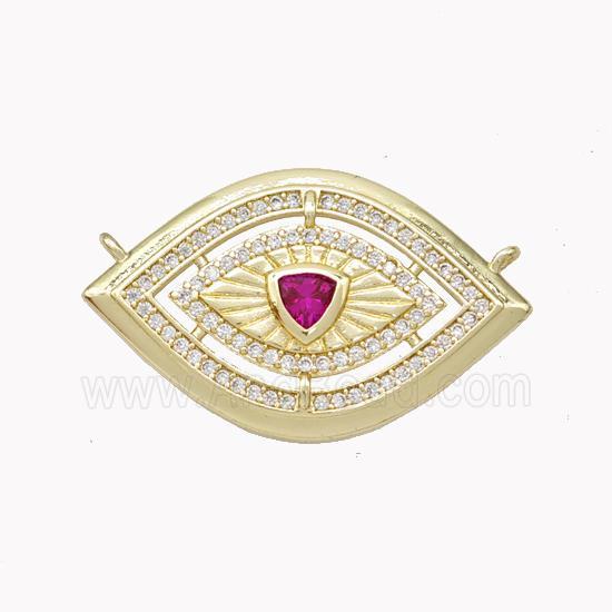 Copper Eye Pendant Pave Zirconia 2loops Gold Plated