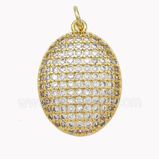 Copper Egg Pendant Pave Zirconia Oval Gold Plated