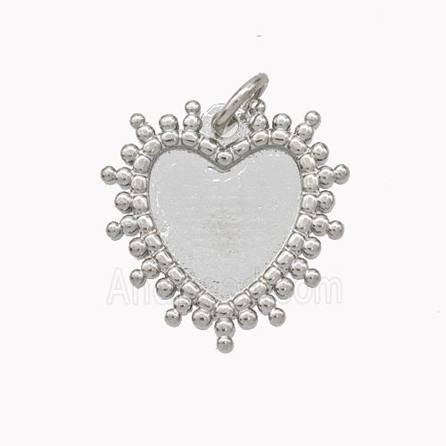 Copper Heart Pendant With Cabochon Pad Platinum Plated