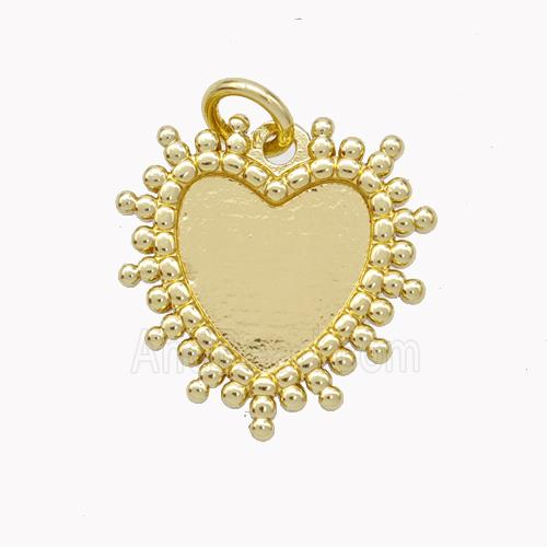 Copper Heart Pendant With Cabochon Pad Gold Plated
