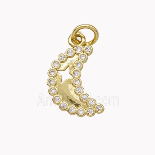 Copper Moon Pendant Pave Zirconia Gold Plated