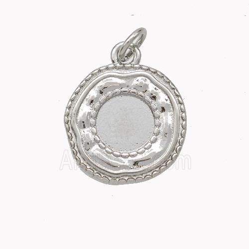 Copper Circle Pendant With Pad Cabochon Platinum Plated