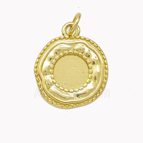 Copper Circle Pendant With Cabochon Pad Gold Plated