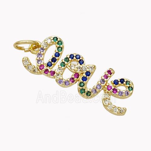 Copper LOVE Pendant Pave Zirconia Gold Plated